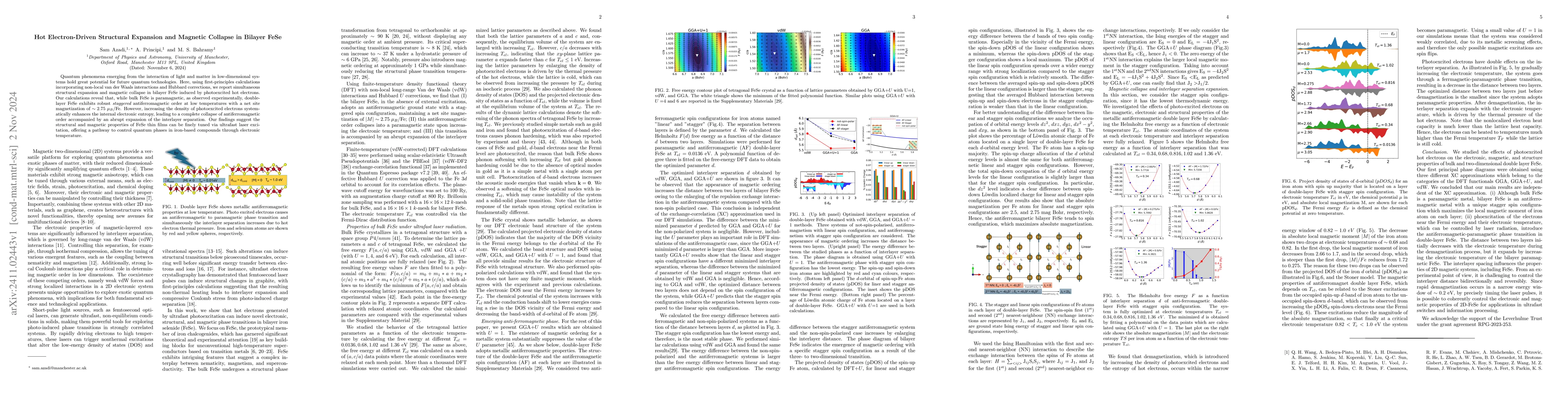 Thumbnail for Hot Electron-Driven Structural Expansion and Magnetic Collapse in
  Bilayer FeSe