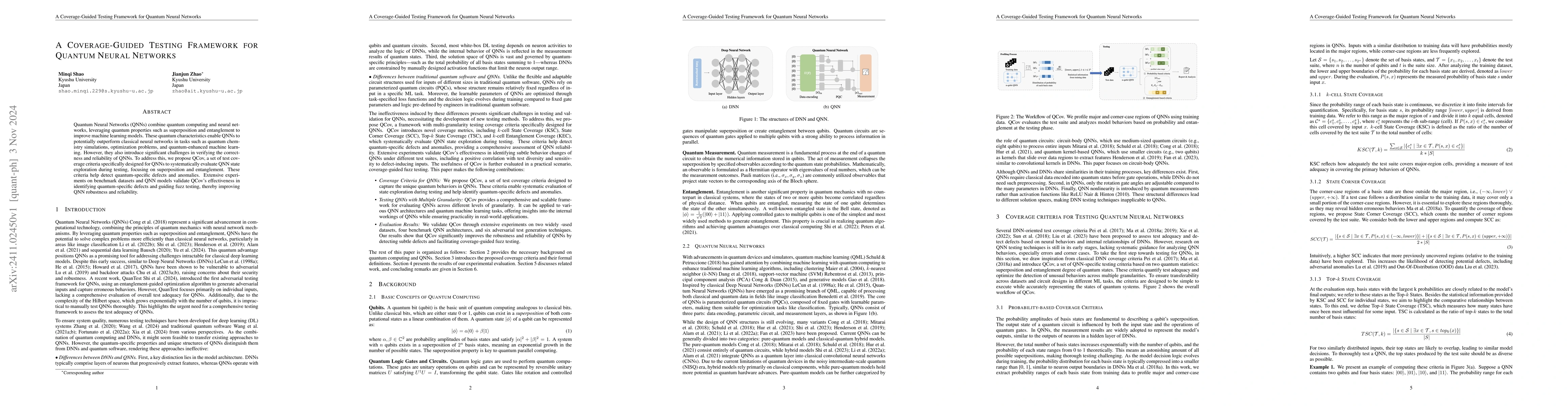 Thumbnail for A Coverage-Guided Testing Framework for Quantum Neural Networks
