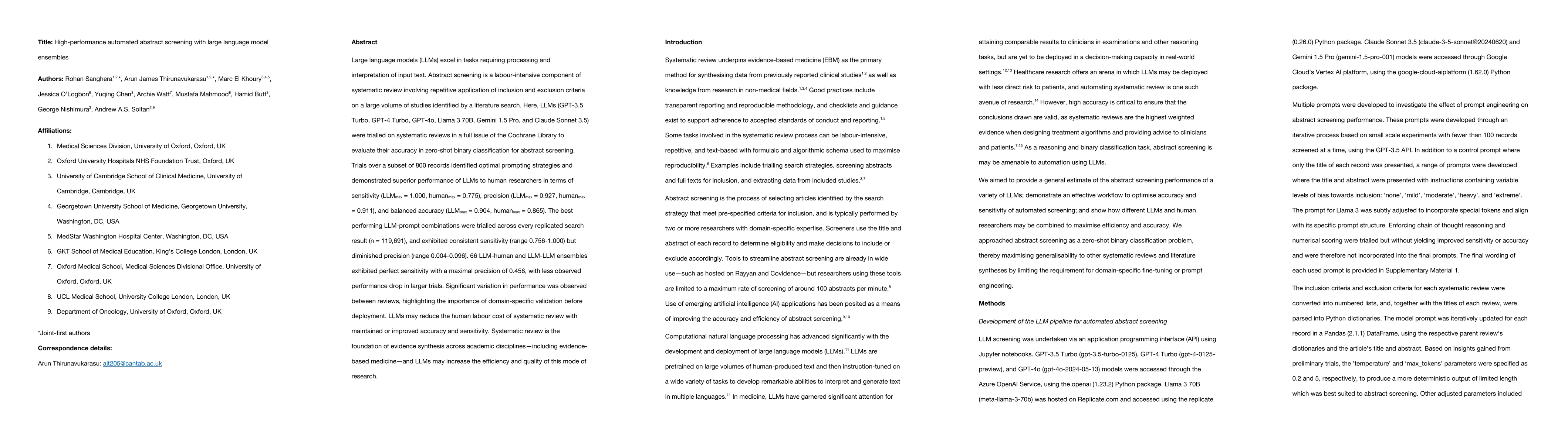 Thumbnail for High-performance automated abstract screening with large language model
  ensembles