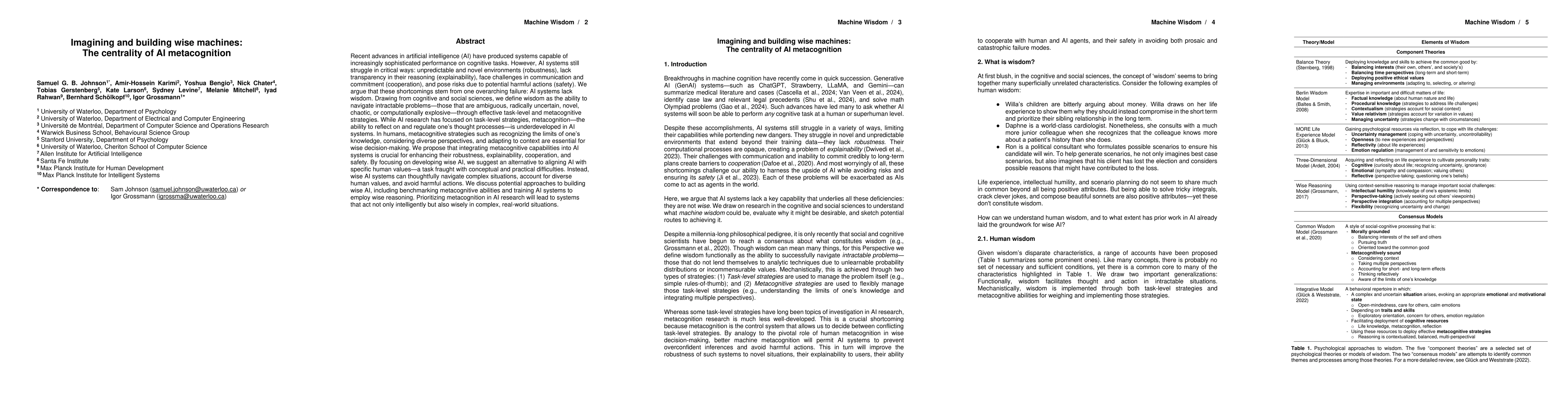 Thumbnail for Imagining and building wise machines: The centrality of AI metacognition