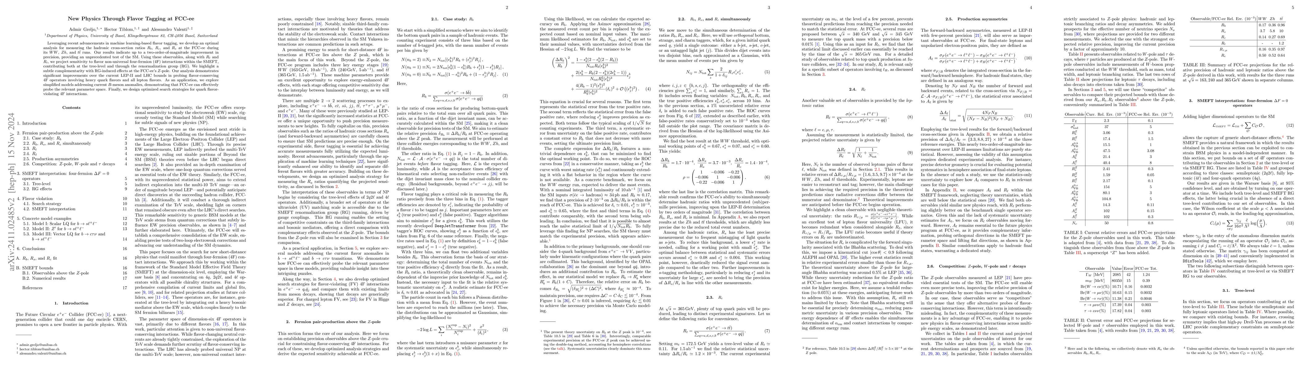 Thumbnail for New Physics Through Flavor Tagging at FCC-ee