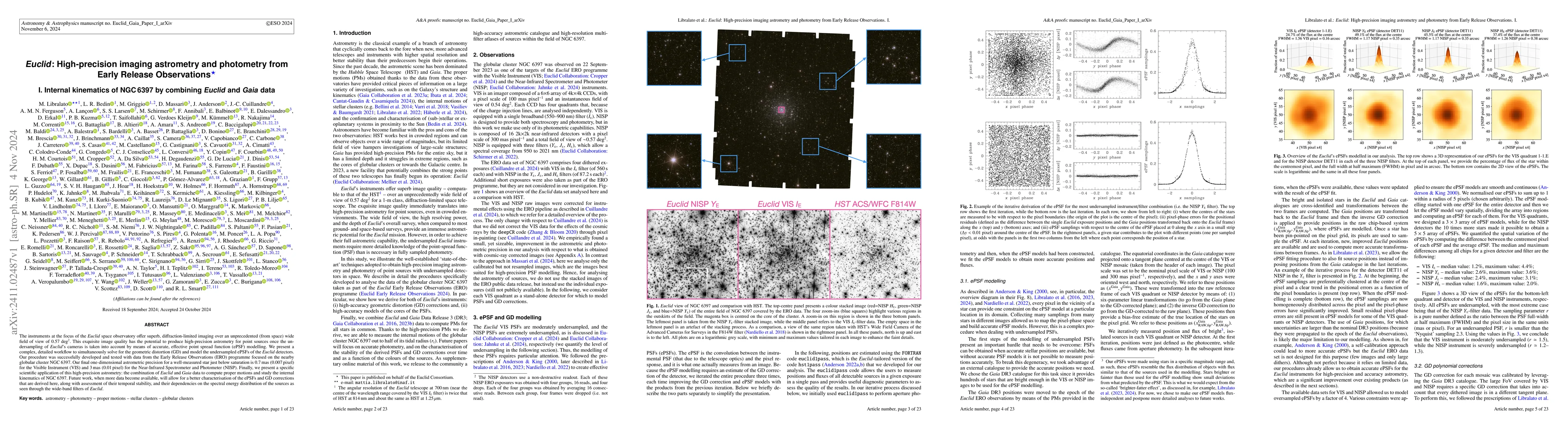 Thumbnail for Euclid: High-precision imaging astrometry and photometry from Early
  Release Observations. I. Internal kinematics of NGC 6397 by combining Euclid
  and Gaia data