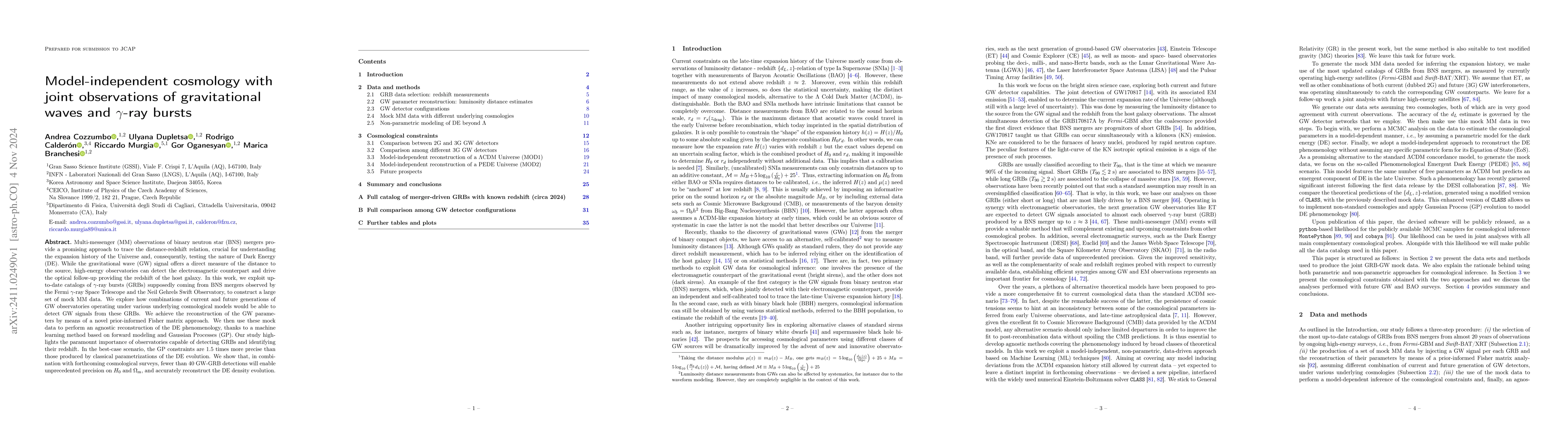 Thumbnail for Model-independent cosmology with joint observations of gravitational
  waves and $γ$-ray bursts
