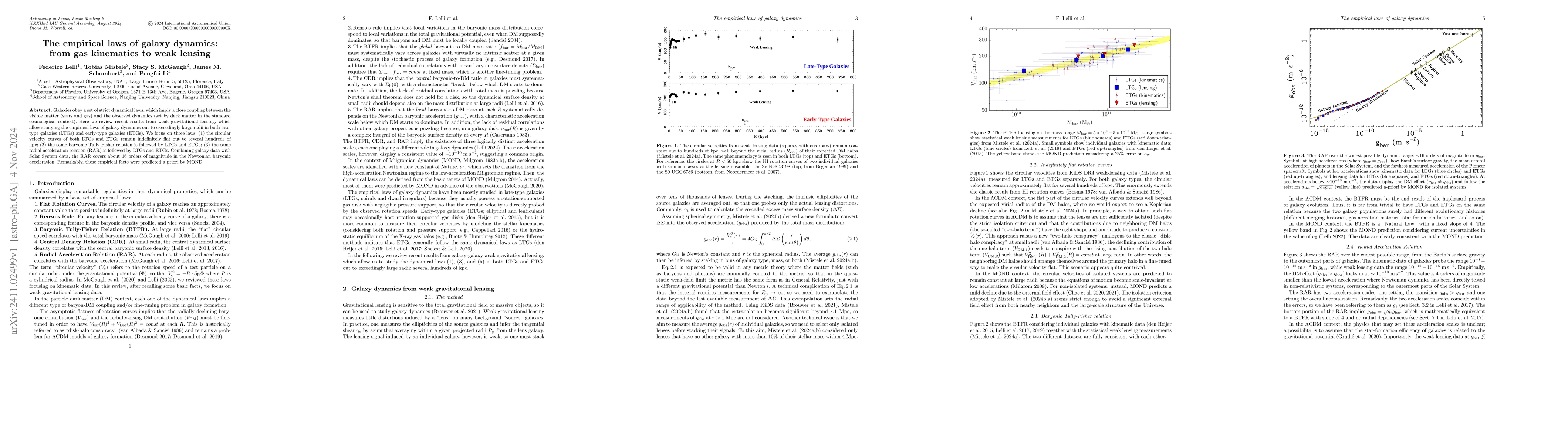Thumbnail for The empirical laws of galaxy dynamics: from gas kinematics to weak
  lensing