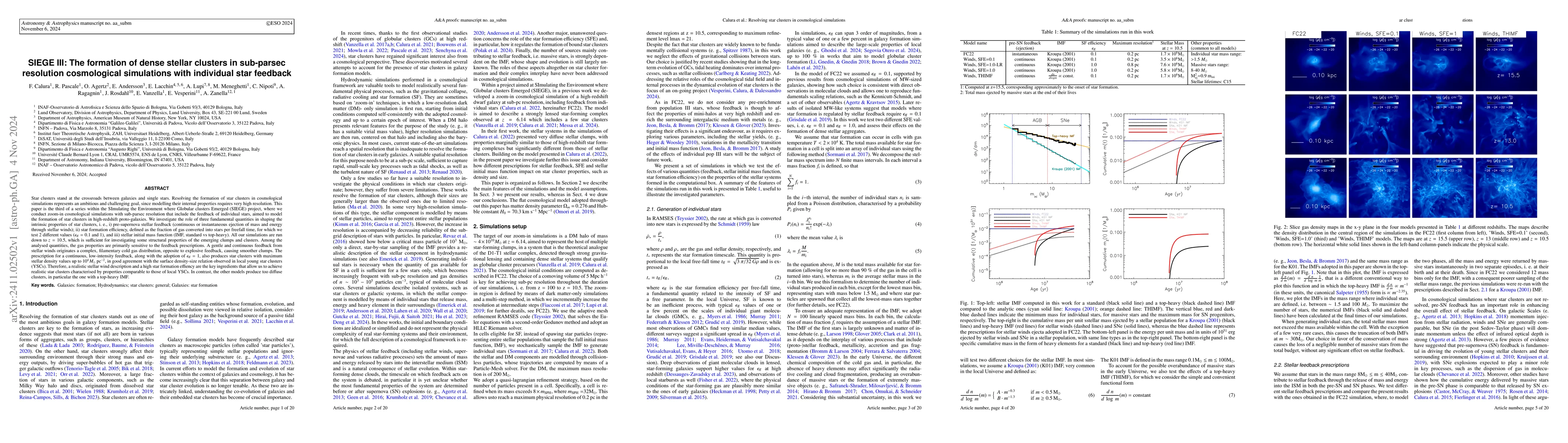 Thumbnail for SIEGE III: The formation of dense stellar clusters in sub-parsec
  resolution cosmological simulations with individual star feedback