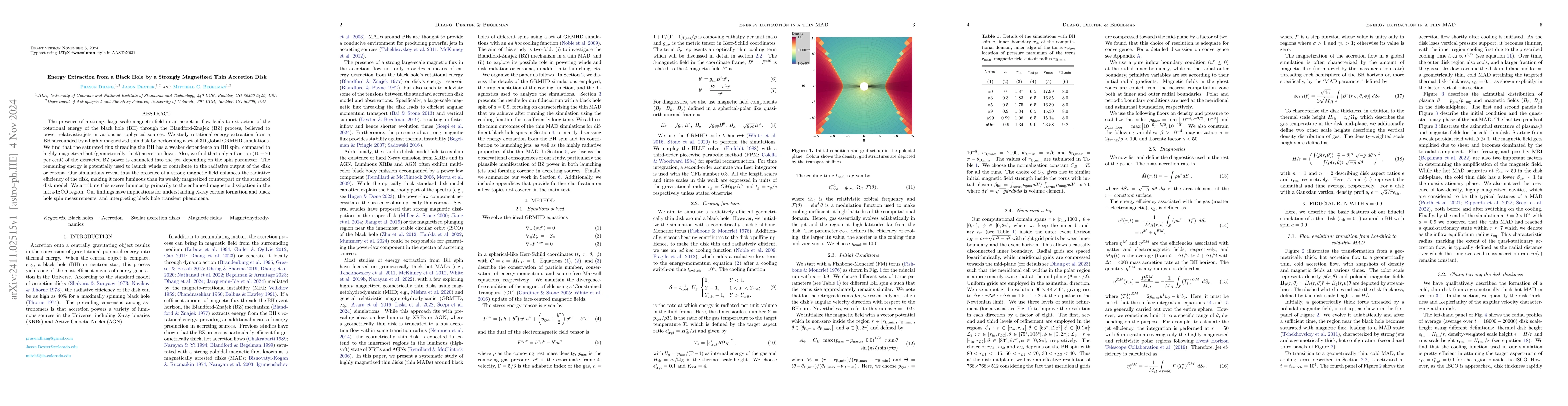 Thumbnail for Energy Extraction from a Black Hole by a Strongly Magnetized Thin
  Accretion Disk