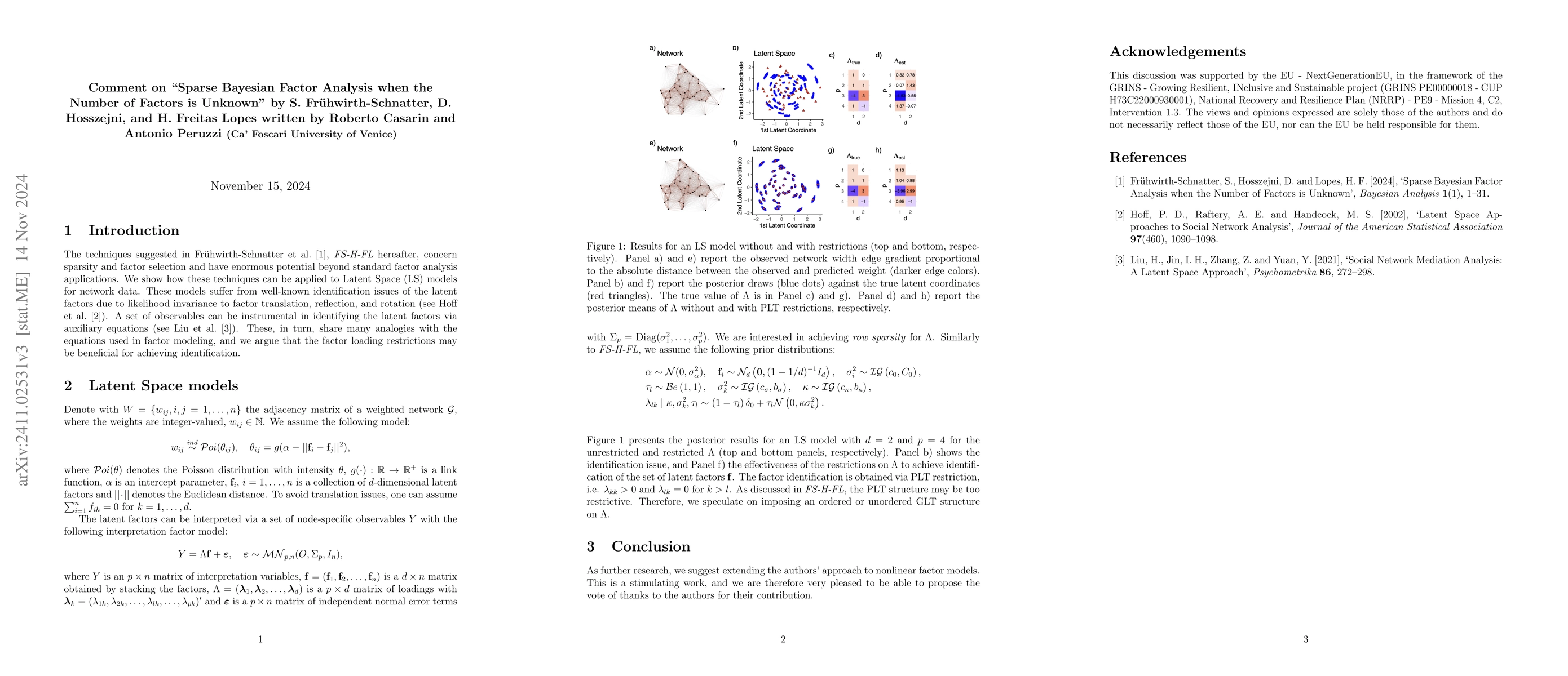 Thumbnail for Comment on 'Sparse Bayesian Factor Analysis when the Number of Factors
  is Unknown' by S. Frühwirth-Schnatter, D. Hosszejni, and H. Freitas Lopes