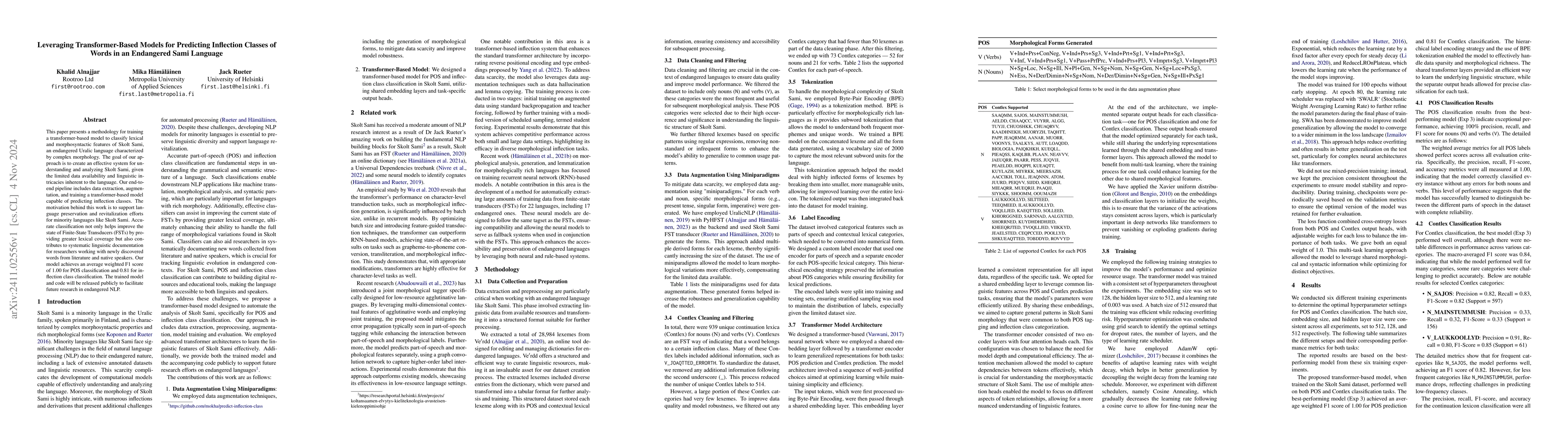 Thumbnail for Leveraging Transformer-Based Models for Predicting Inflection Classes of
  Words in an Endangered Sami Language