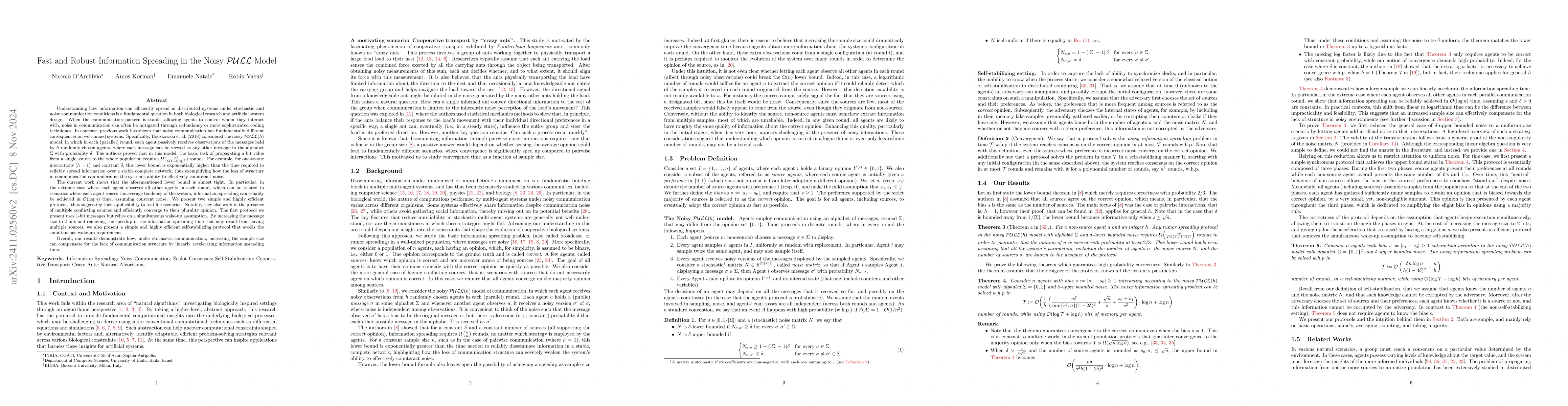 Thumbnail for Fast and Robust Information Spreading in the Noisy PULL Model
