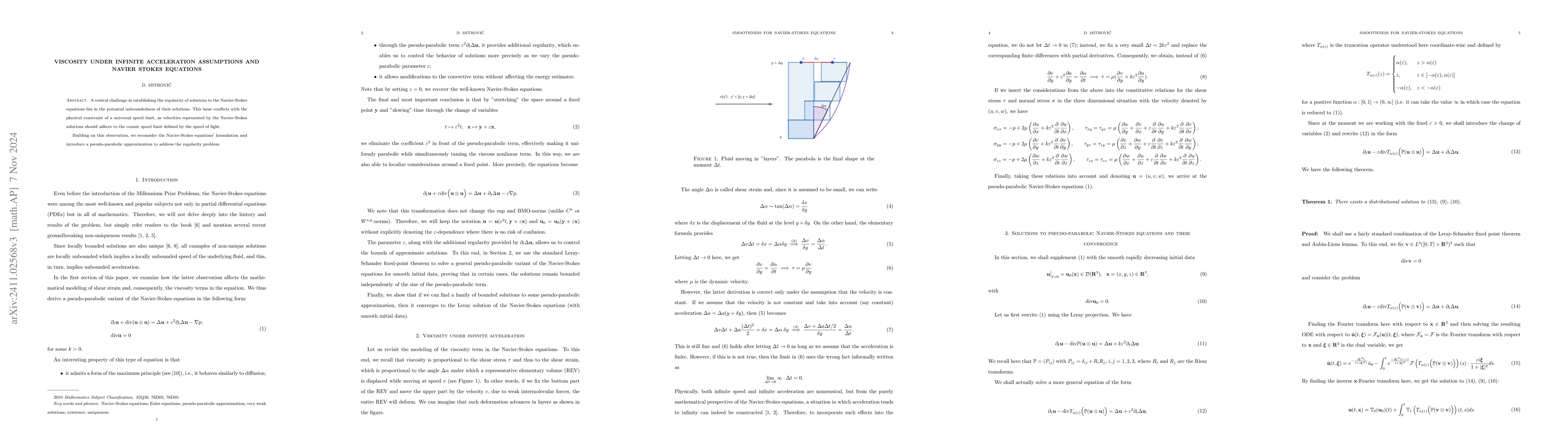 Thumbnail for Viscosity under infinite acceleration assumptions and Navier Stokes
  equations