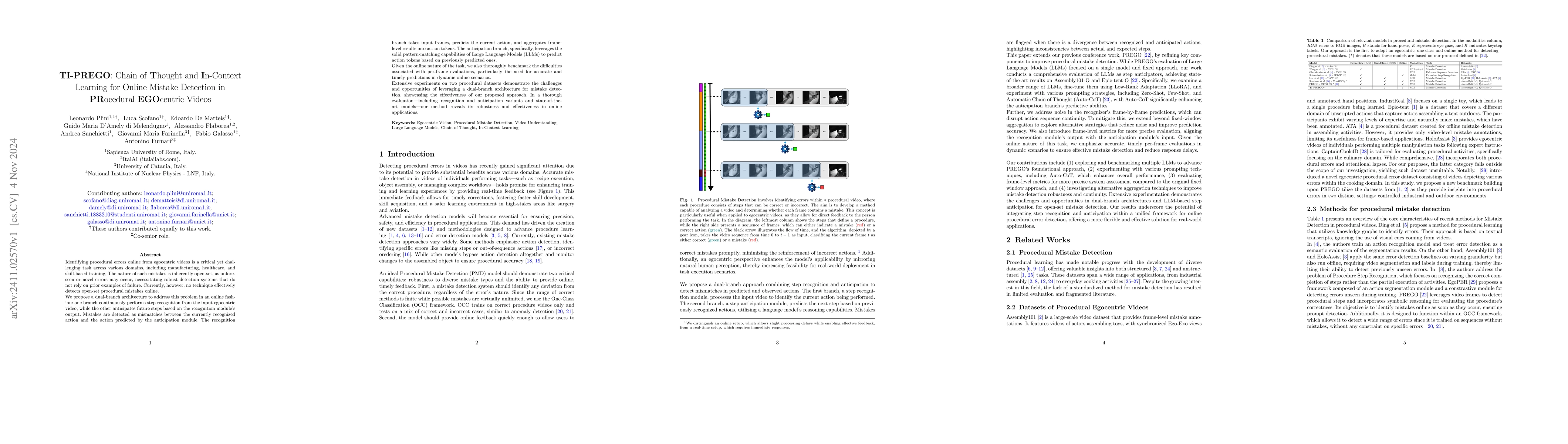 Thumbnail for TI-PREGO: Chain of Thought and In-Context Learning for Online Mistake
  Detection in PRocedural EGOcentric Videos