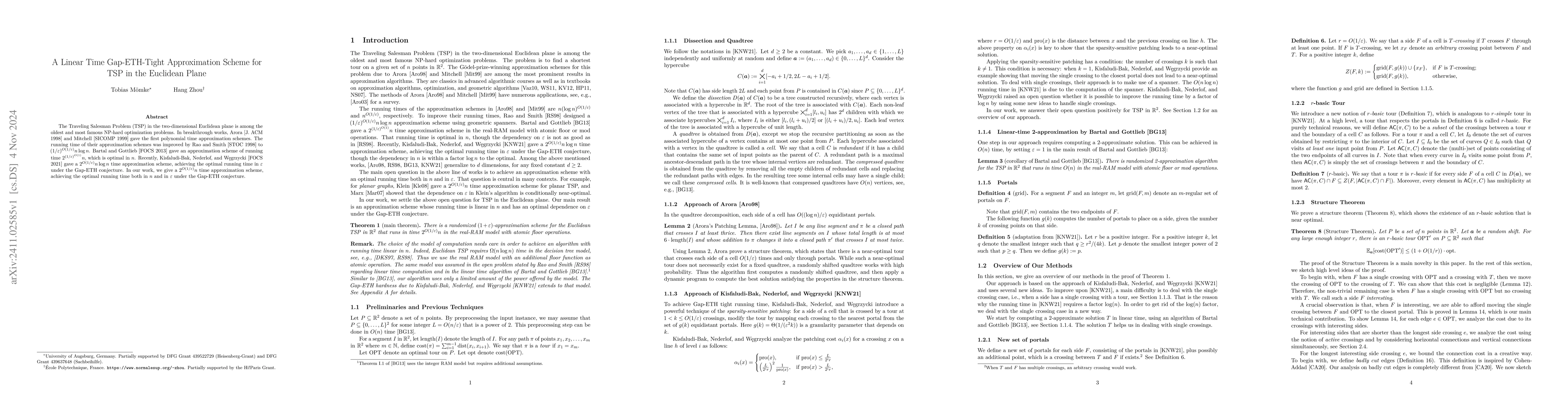 Thumbnail for A Linear Time Gap-ETH-Tight Approximation Scheme for TSP in the
  Euclidean Plane