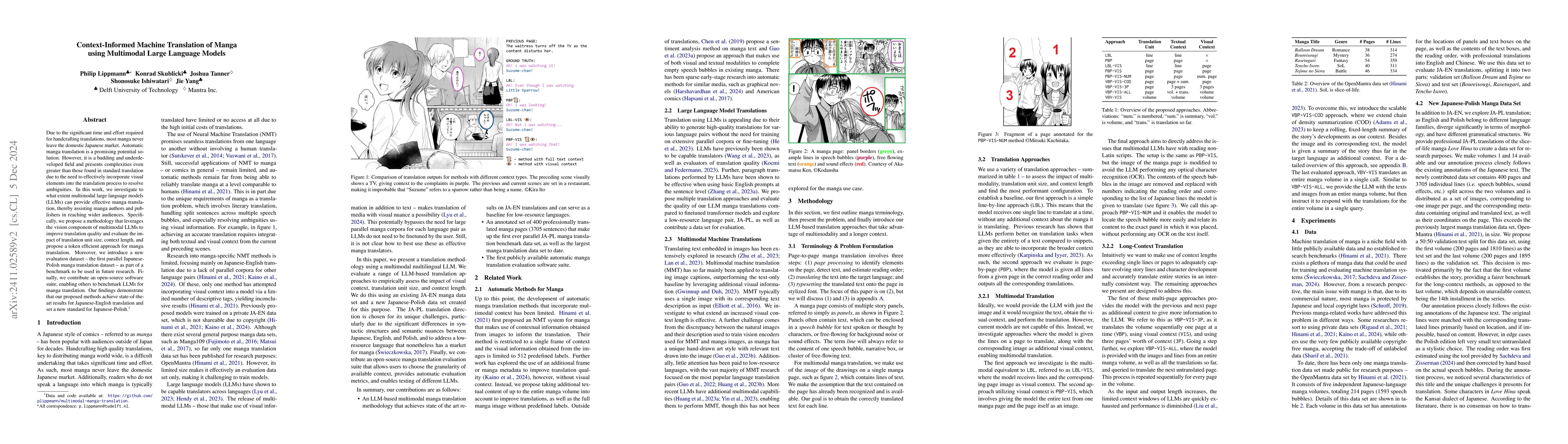 Thumbnail for Context-Informed Machine Translation of Manga using Multimodal Large
  Language Models