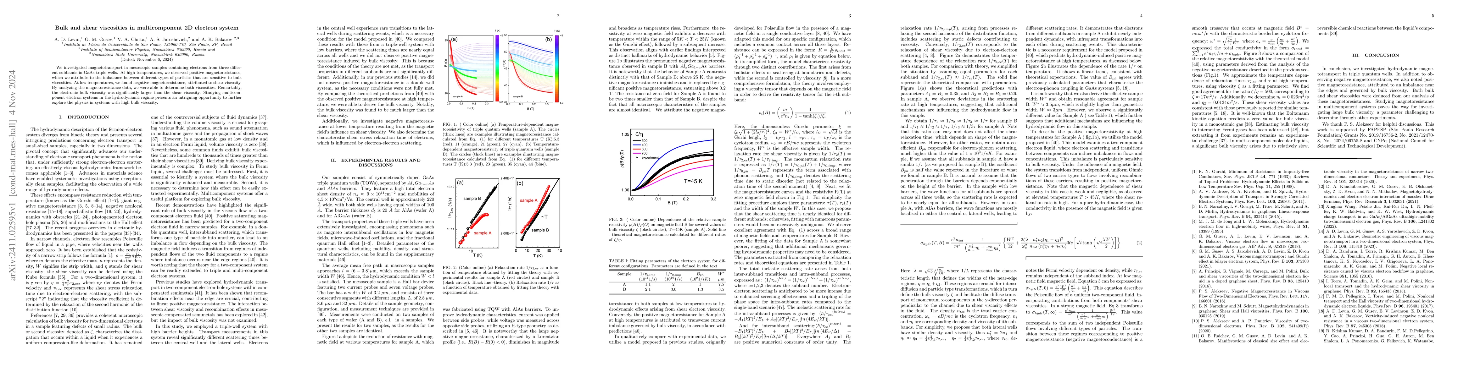 Thumbnail for Bulk and shear viscosities in multicomponent 2D electron system