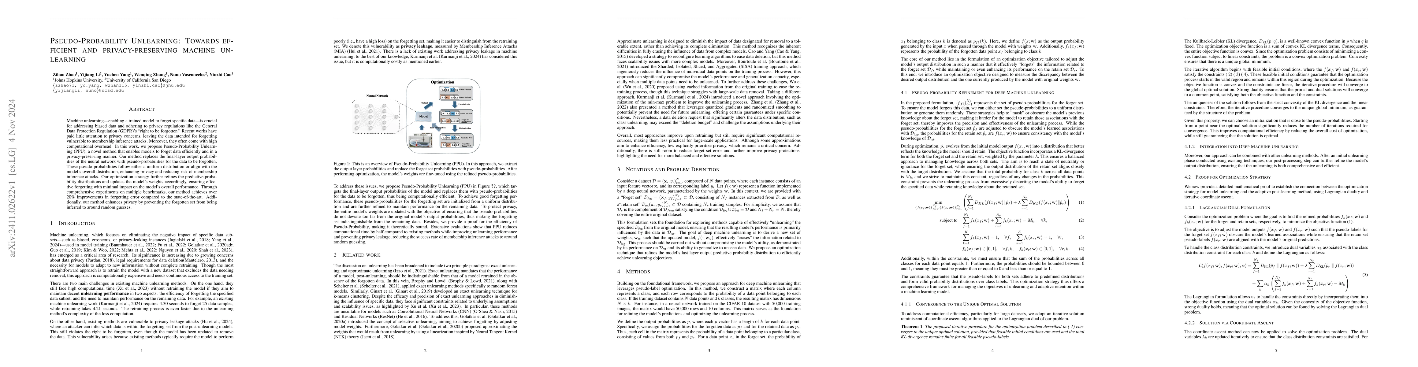 Thumbnail for Pseudo-Probability Unlearning: Towards Efficient and Privacy-Preserving
  Machine Unlearning