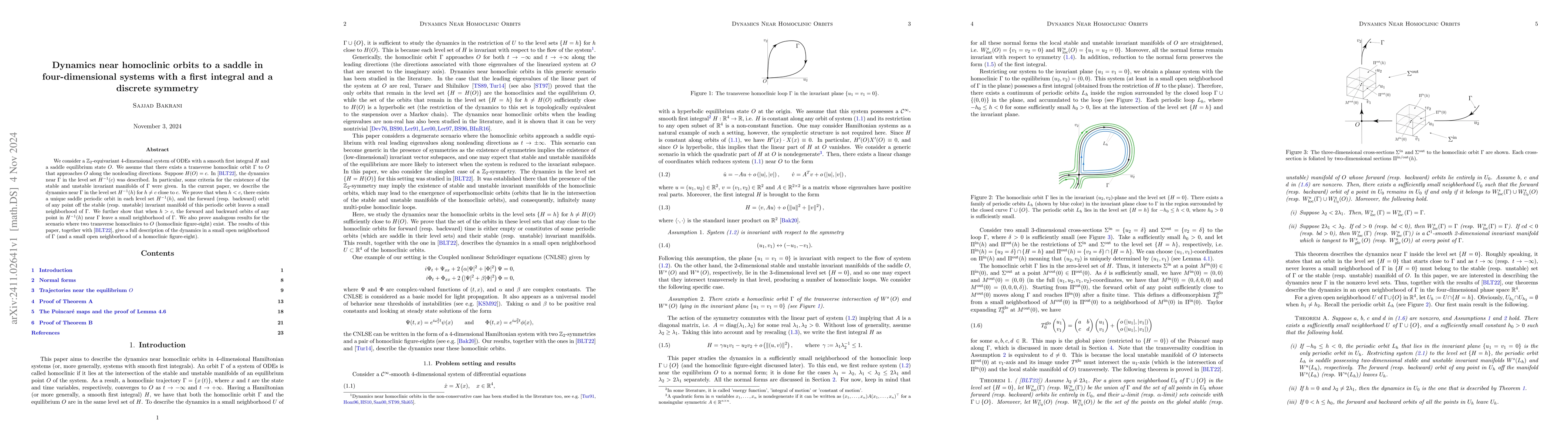 Thumbnail for Dynamics near homoclinic orbits to a saddle in four-dimensional systems
  with a first integral and a discrete symmetry