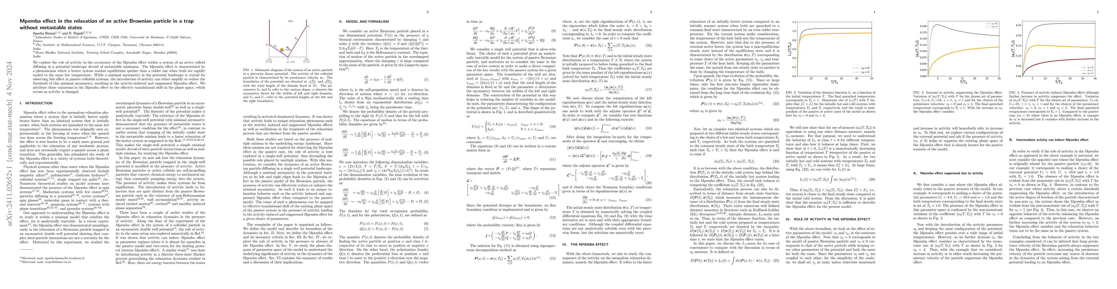 Thumbnail for Mpemba effect in the relaxation of an active Brownian particle in a trap
  without metastable states
