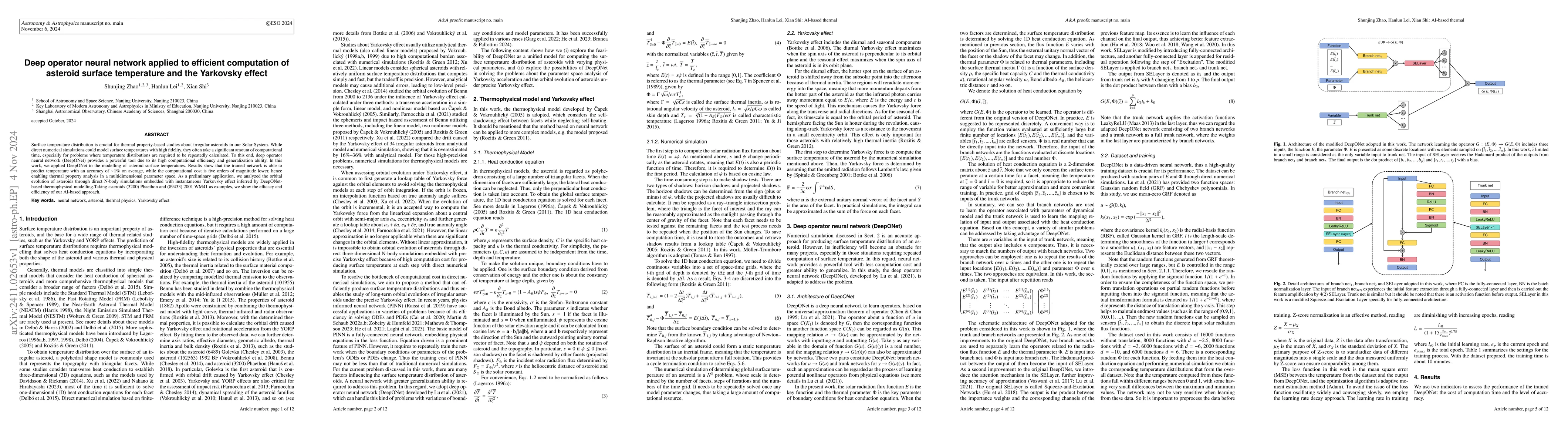 Thumbnail for Deep operator neural network applied to efficient computation of
  asteroid surface temperature and the Yarkovsky effect