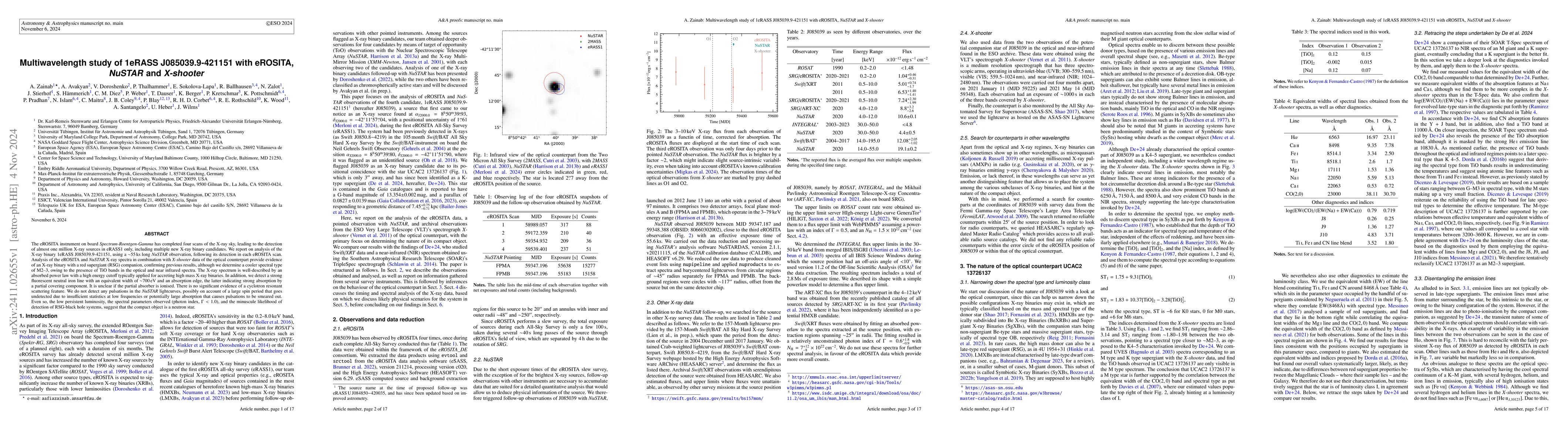 Thumbnail for Multiwavelength study of 1eRASS J085039.9-421151 with eROSITA NuSTAR and
  X-shooter