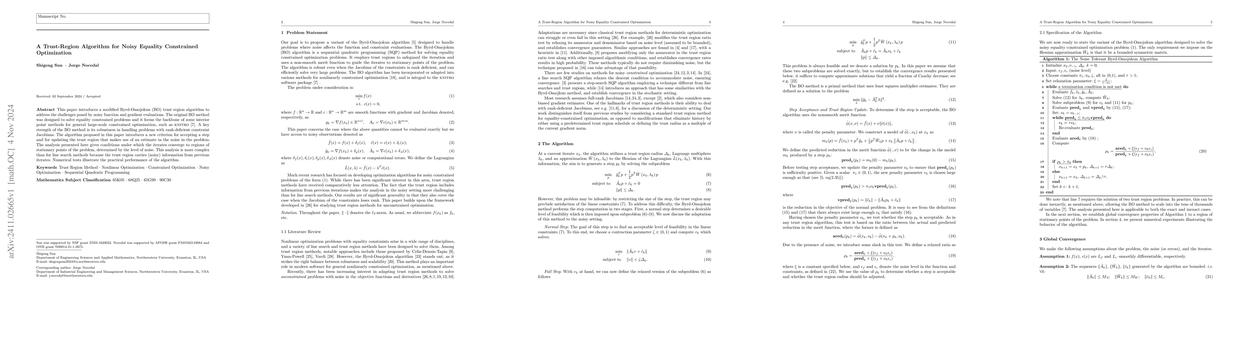 Thumbnail for A Trust-Region Algorithm for Noisy Equality Constrained Optimization