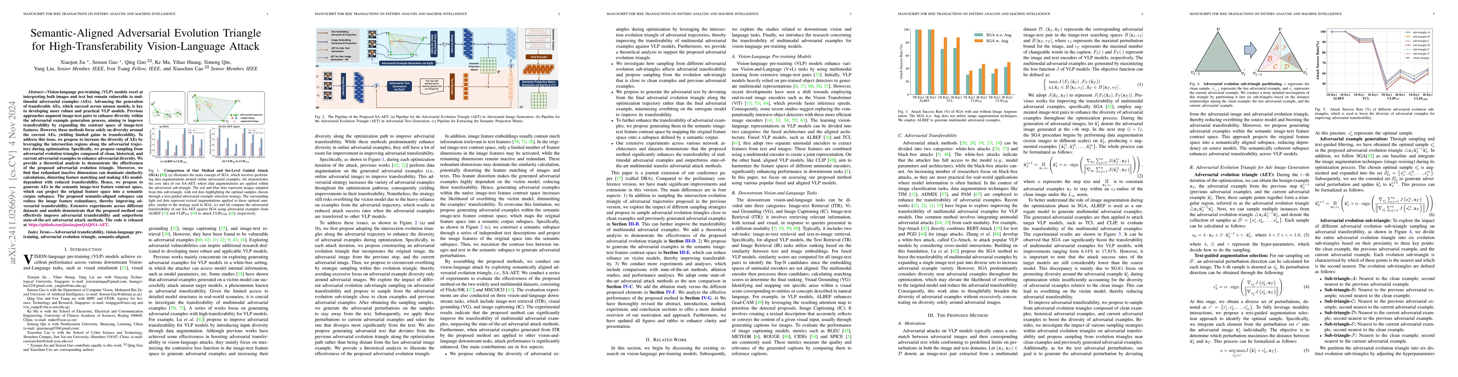 Thumbnail for Semantic-Aligned Adversarial Evolution Triangle for High-Transferability
  Vision-Language Attack