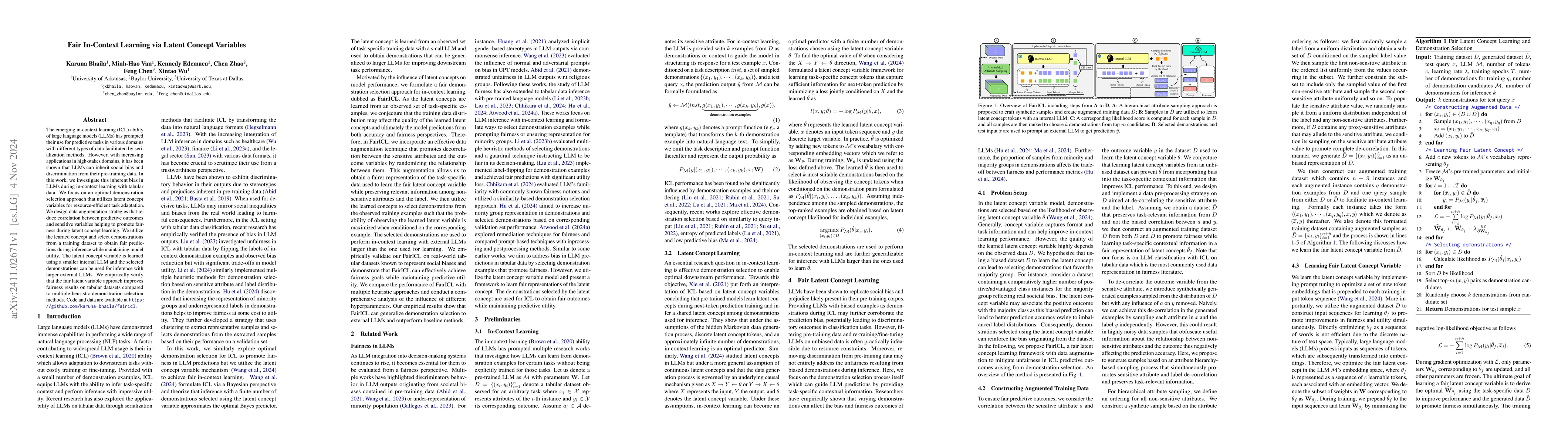 Thumbnail for Fair In-Context Learning via Latent Concept Variables