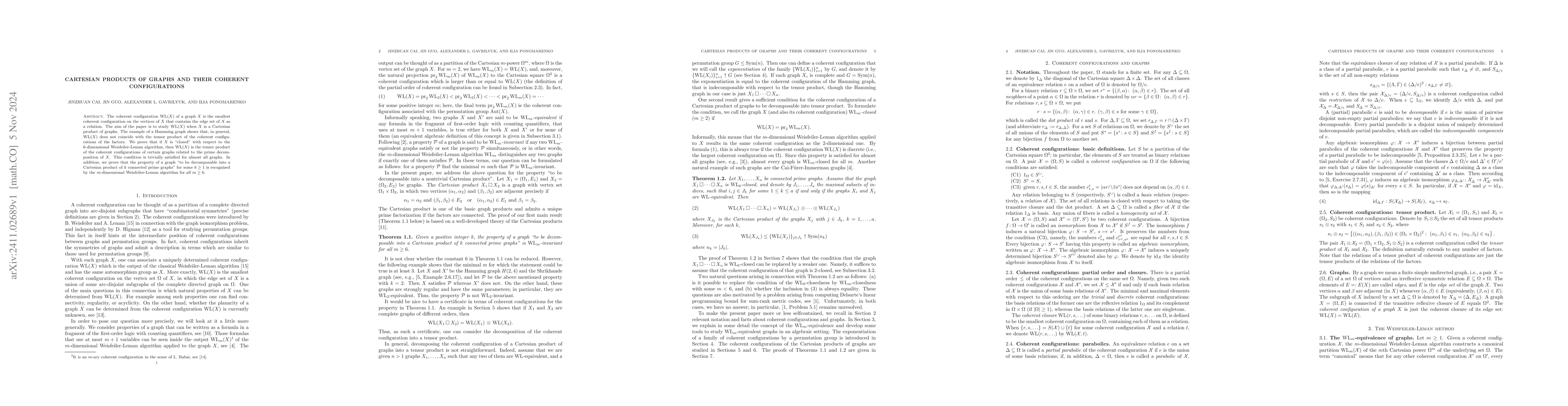 Thumbnail for Cartesian products of graphs and their coherent configurations