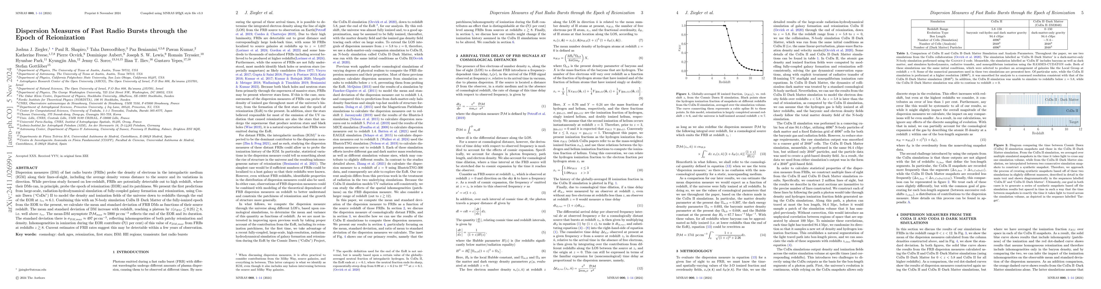 Thumbnail for Dispersion Measures of Fast Radio Bursts through the Epoch of
  Reionization