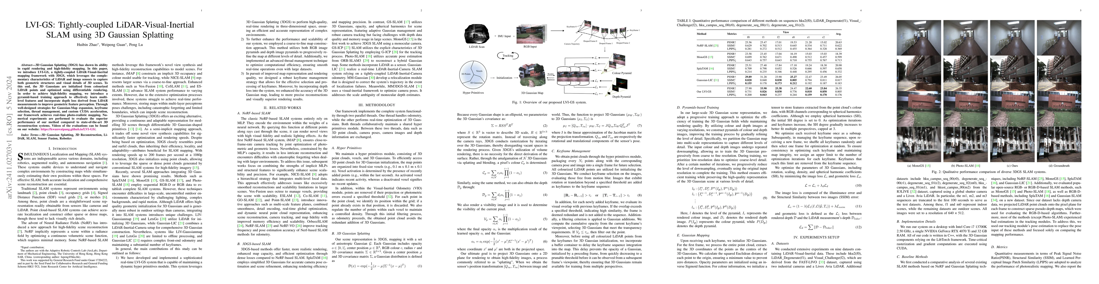 Thumbnail for LVI-GS: Tightly-coupled LiDAR-Visual-Inertial SLAM using 3D Gaussian
  Splatting