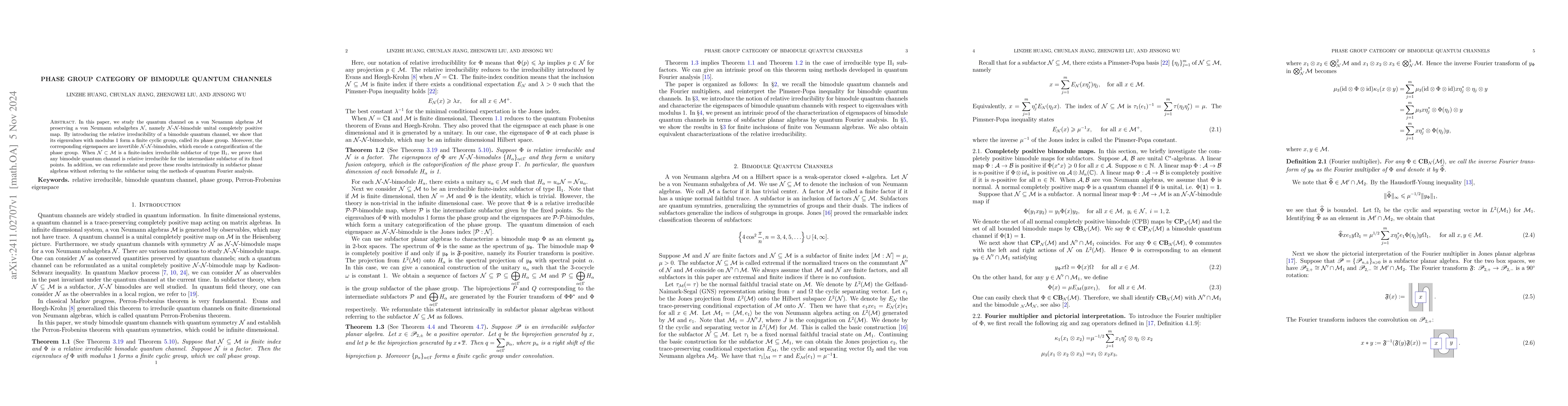 Thumbnail for Phase Group Category of Bimodule Quantum Channels