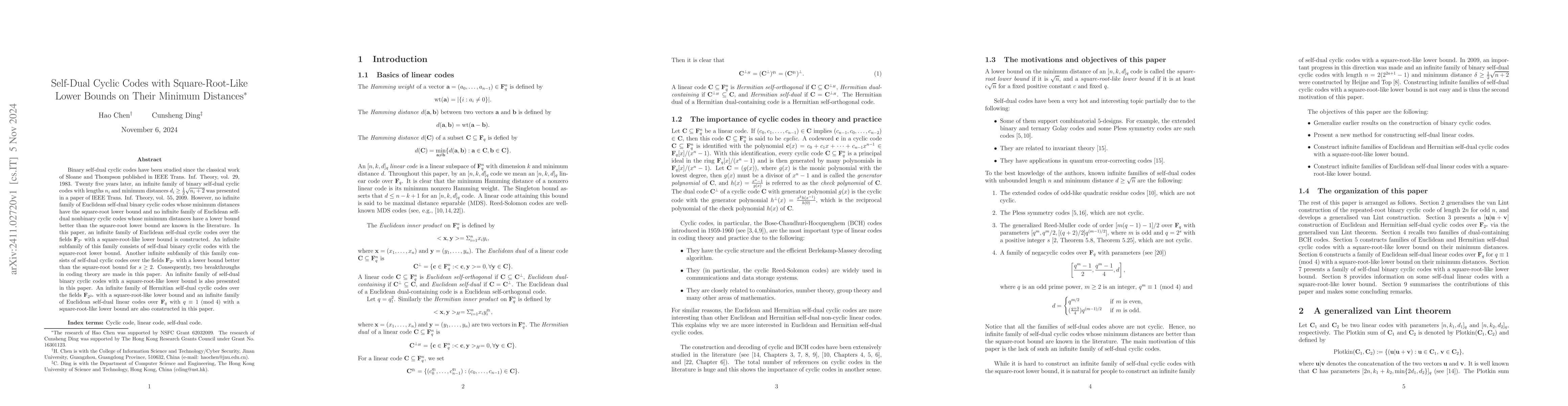 Thumbnail for Self-Dual Cyclic Codes with Square-Root-Like Lower Bounds on Their
  Minimum Distances