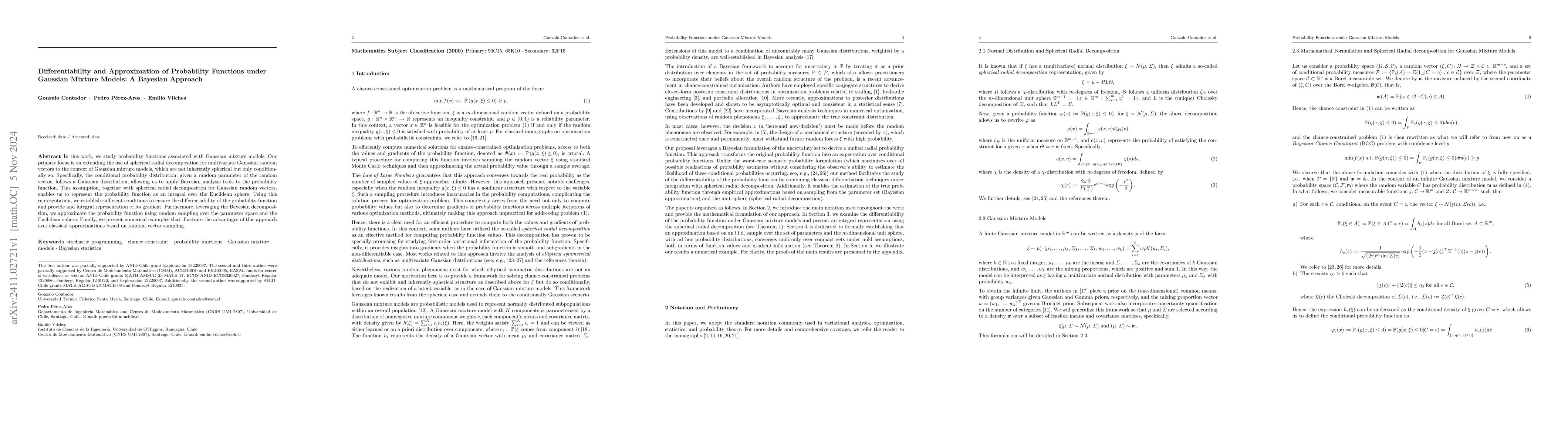 Thumbnail for Differentiability and Approximation of Probability Functions under
  Gaussian Mixture Models: A Bayesian Approach