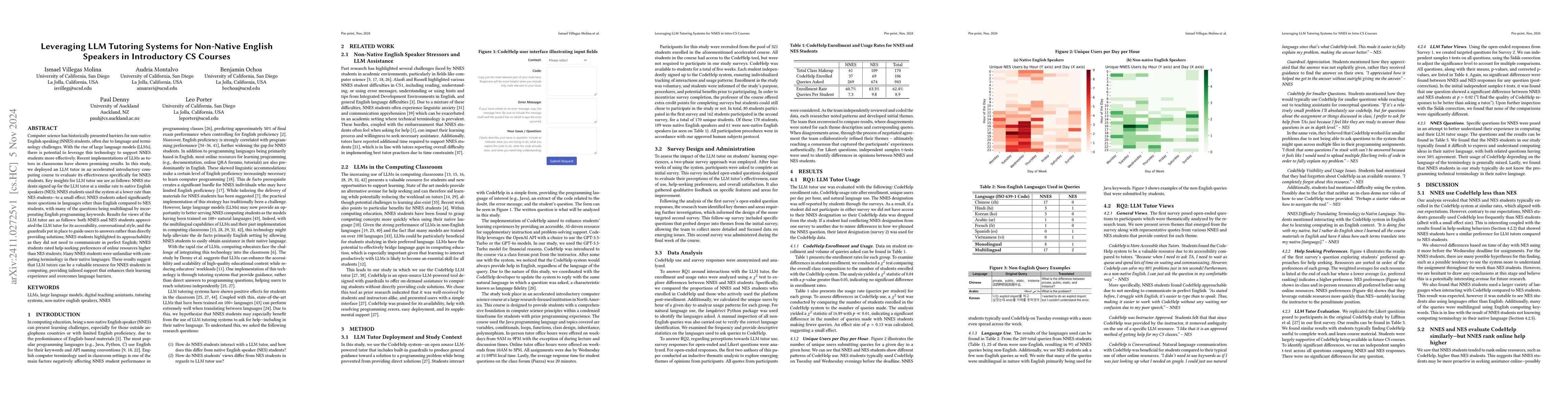 Thumbnail for Leveraging LLM Tutoring Systems for Non-Native English Speakers in
  Introductory CS Courses