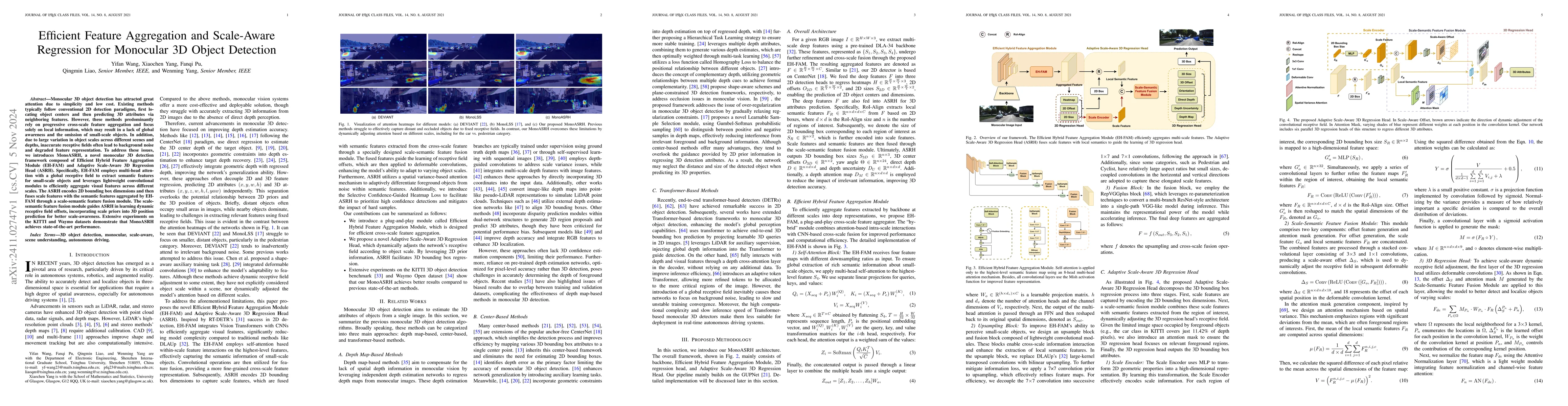 Thumbnail for Efficient Feature Aggregation and Scale-Aware Regression for Monocular
  3D Object Detection