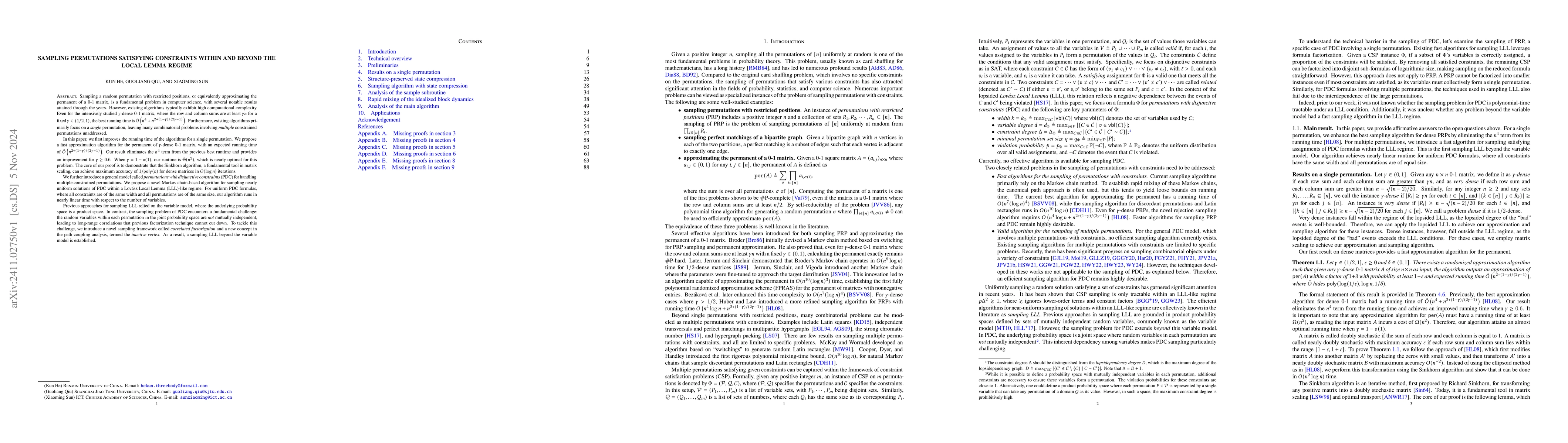 Thumbnail for Sampling Permutations Satisfying Constraints within and beyond the Local
  Lemma Regime