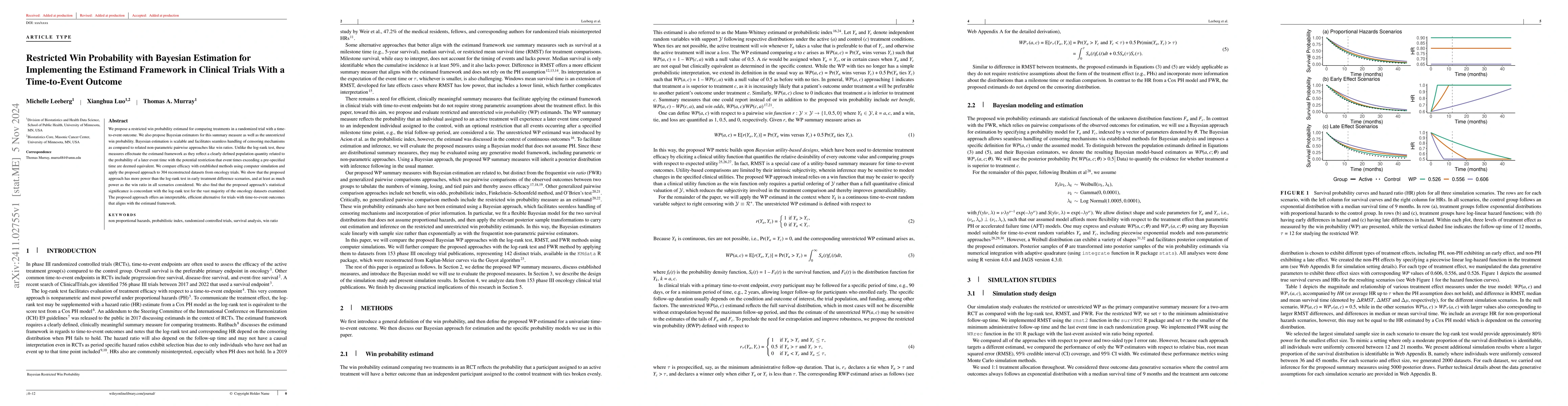 Thumbnail for Restricted Win Probability with Bayesian Estimation for Implementing the
  Estimand Framework in Clinical Trials With a Time-to-Event Outcome