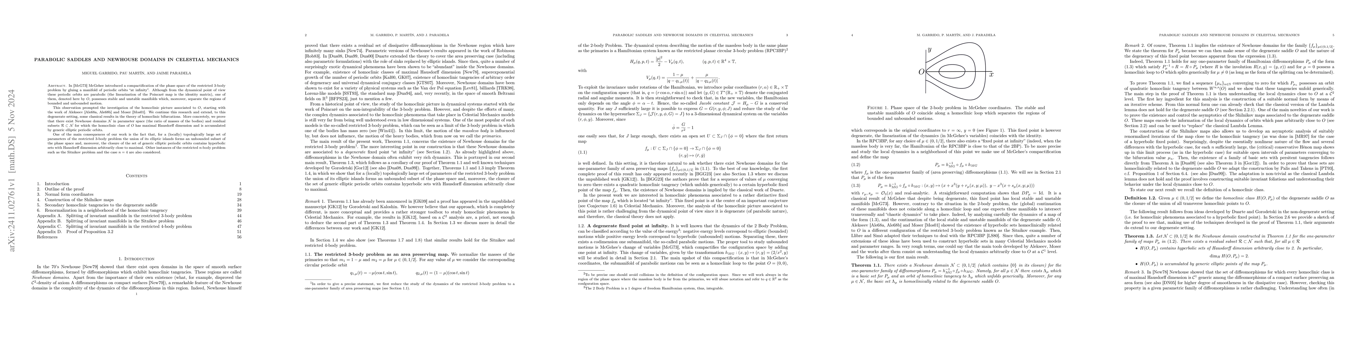Thumbnail for Parabolic saddles and Newhouse domains in Celestial Mechanics