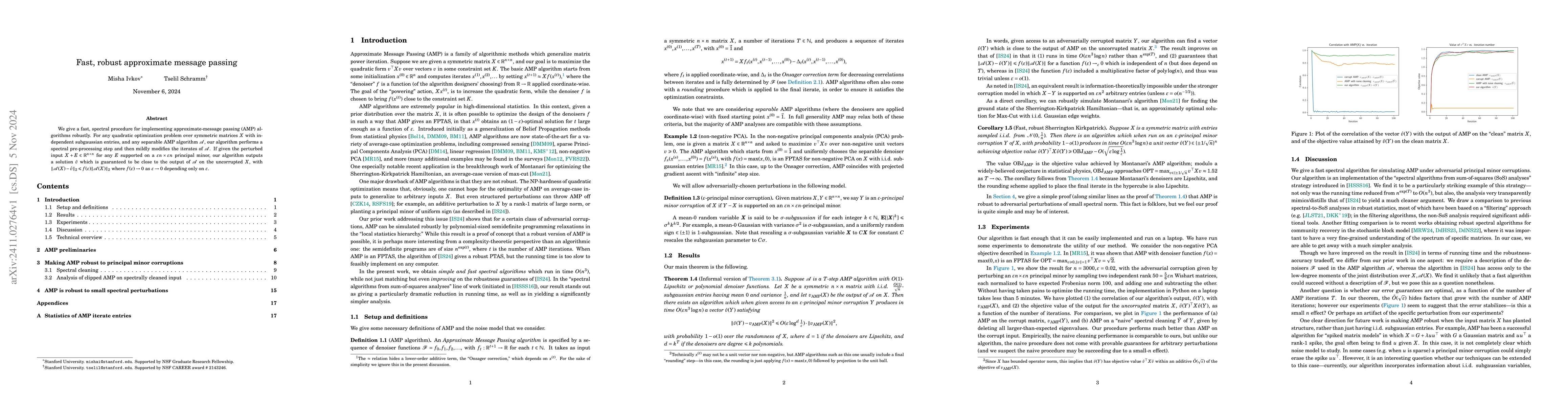 Thumbnail for Fast, robust approximate message passing