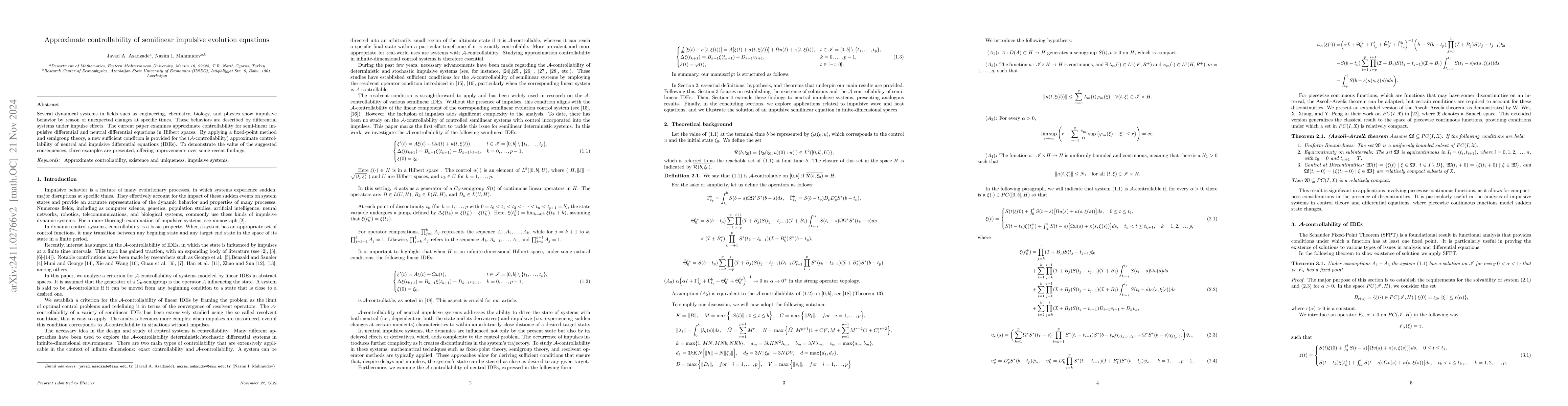 Thumbnail for Approximate controllability of impulsive semilinear evolution equations
  in Hilbert spaces