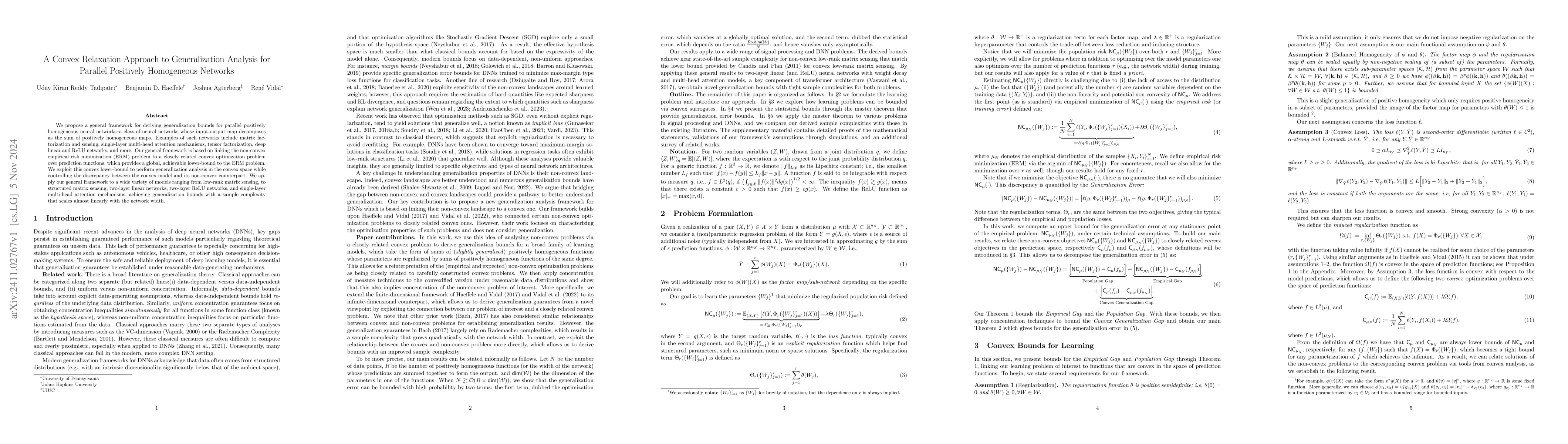 Thumbnail for A Convex Relaxation Approach to Generalization Analysis for Parallel
  Positively Homogeneous Networks