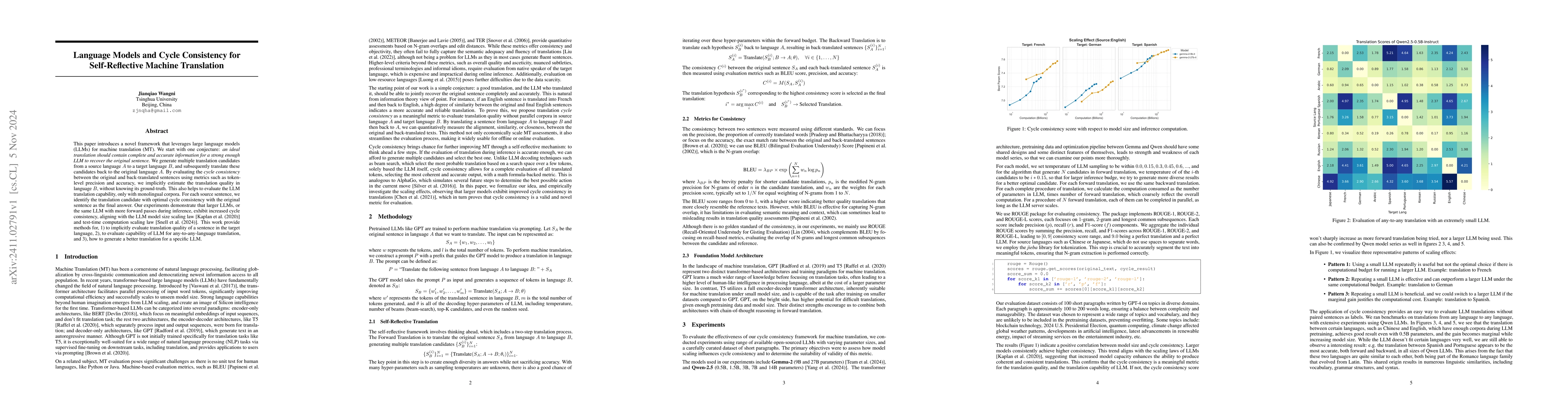 Thumbnail for Language Models and Cycle Consistency for Self-Reflective Machine
  Translation