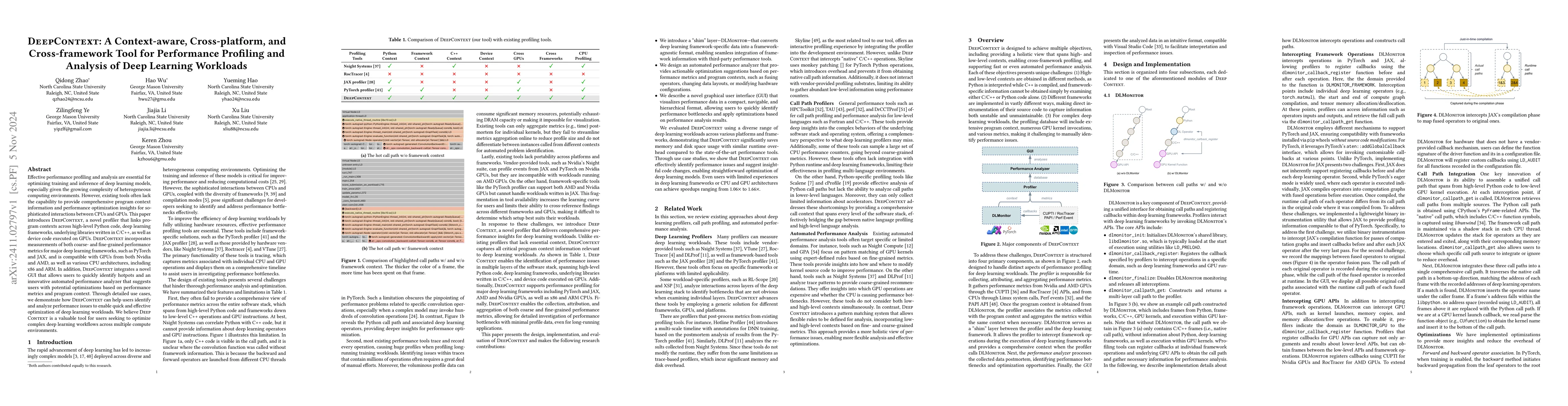 Thumbnail for DeepContext: A Context-aware, Cross-platform, and Cross-framework Tool
  for Performance Profiling and Analysis of Deep Learning Workloads