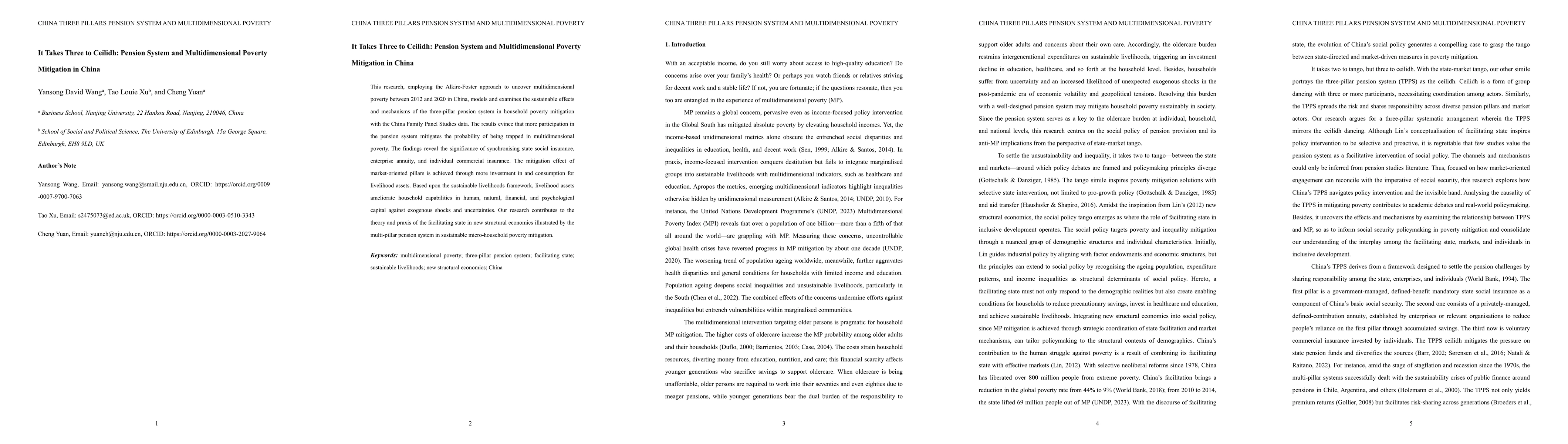 Thumbnail for It Takes Three to Ceilidh: Pension System and Multidimensional Poverty
  Mitigation in China