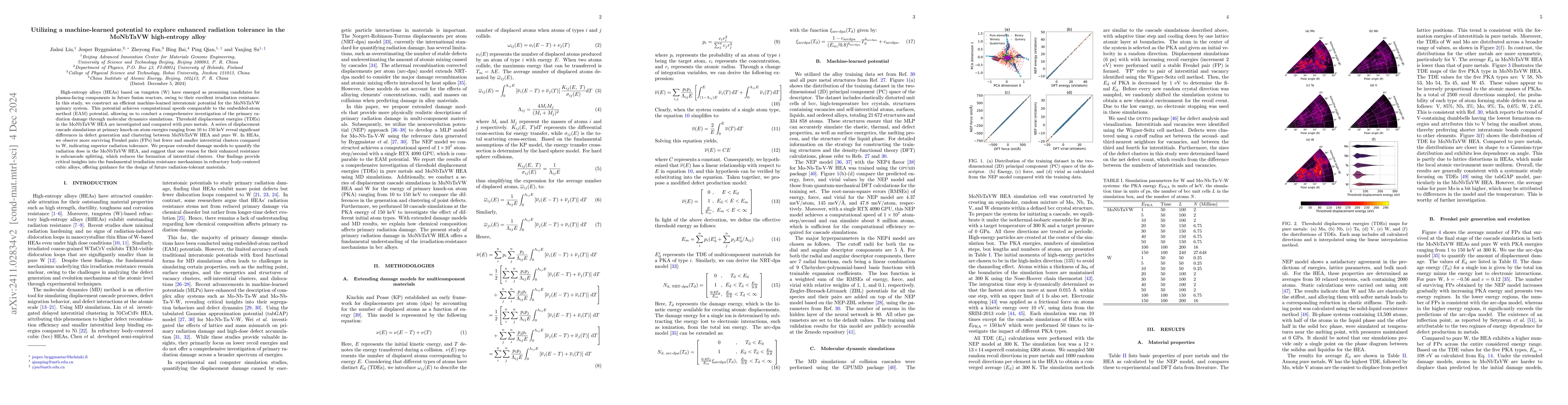 Thumbnail for Utilizing a machine-learned potential to explore enhanced radiation
  tolerance in the MoNbTaVW high-entropy alloy