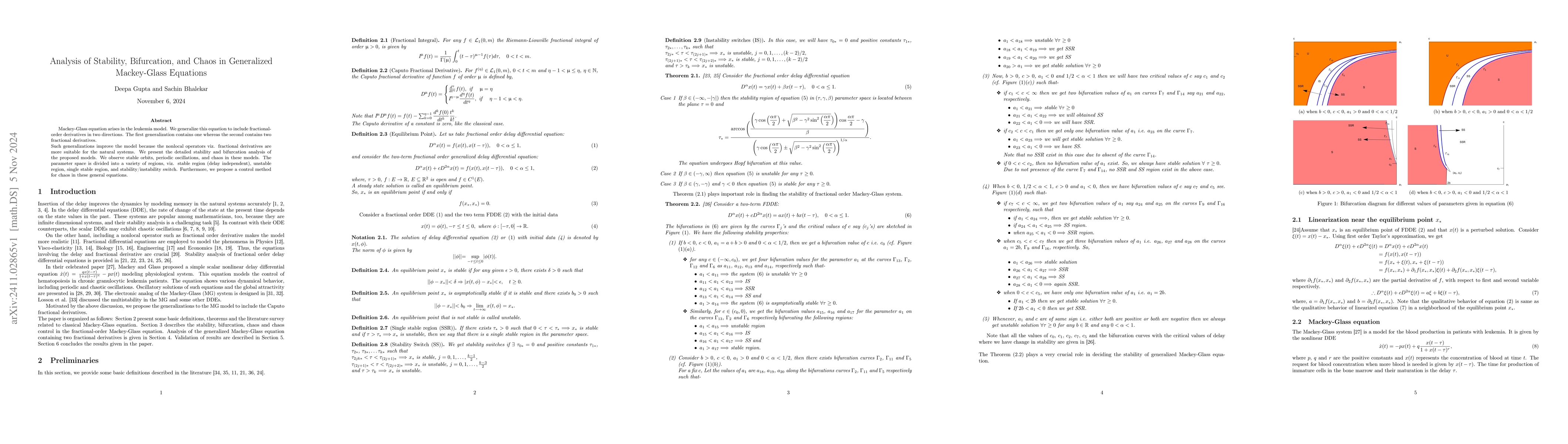 Thumbnail for Analysis of Stability, Bifurcation, and Chaos in Generalized
  Mackey-Glass Equations