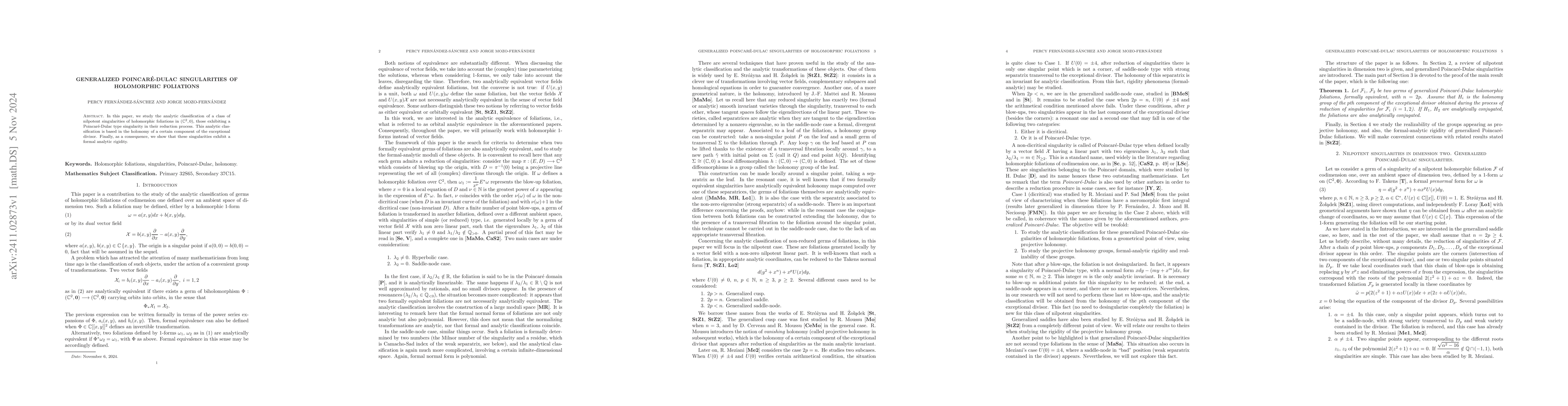Thumbnail for Generalized Poincaré-Dulac singularities of holomorphic foliations