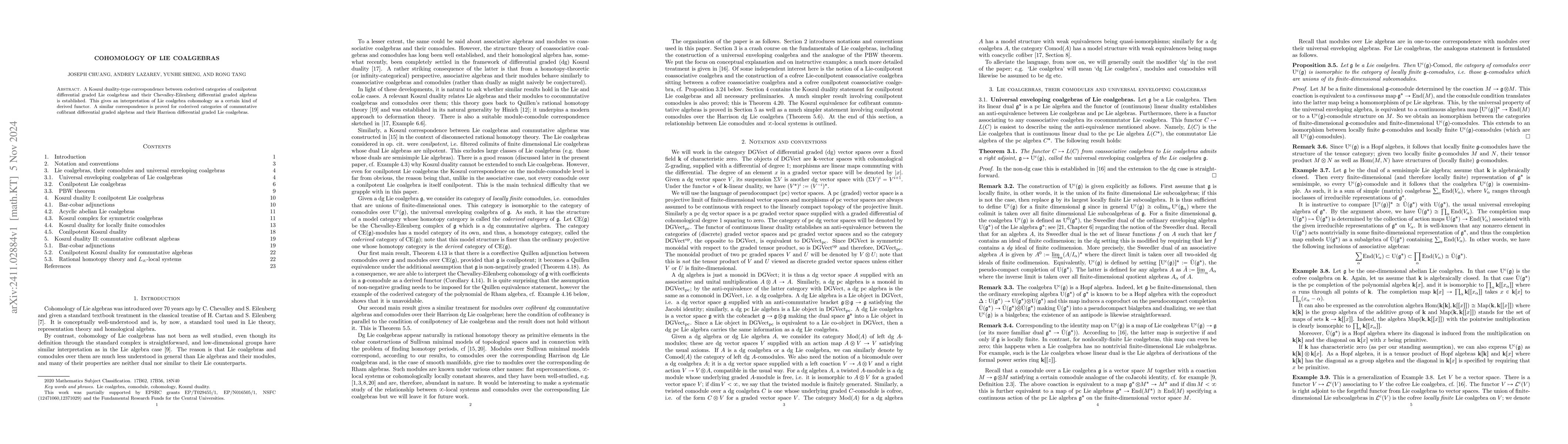 Thumbnail for Cohomology of Lie coalgebras