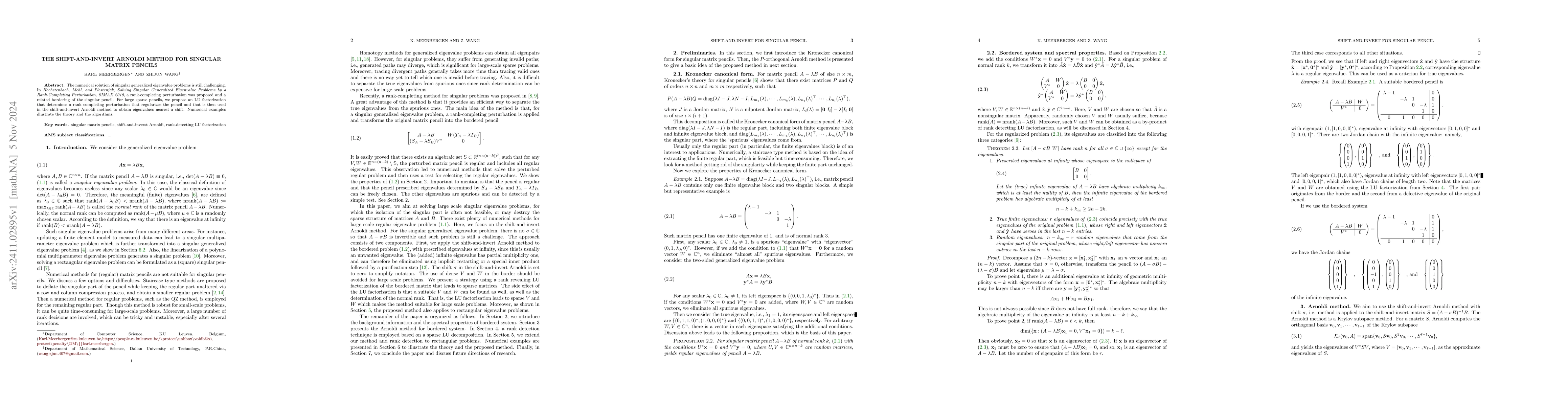 Thumbnail for The shift-and-invert Arnoldi method for singular matrix pencils