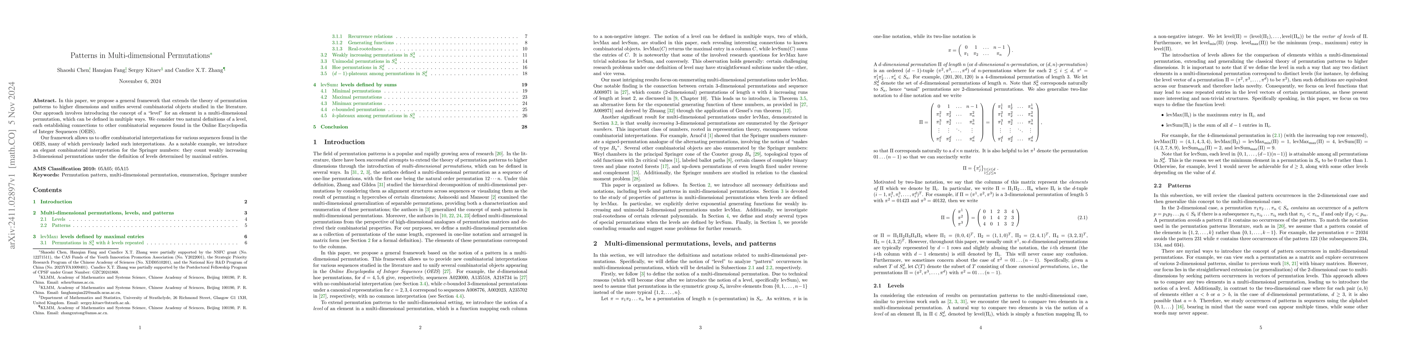 Thumbnail for Patterns in Multi-dimensional Permutations