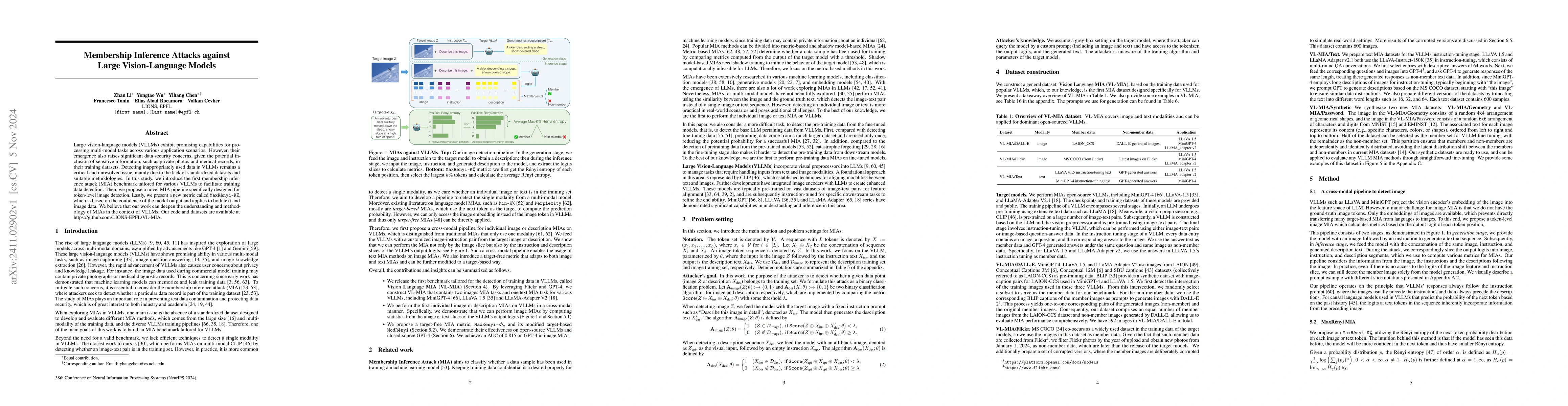 Thumbnail for Membership Inference Attacks against Large Vision-Language Models
